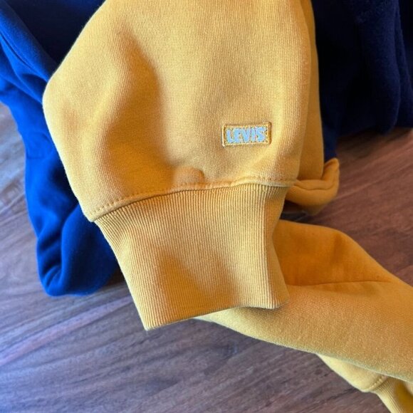 Levis Gold Tab Navy & Yellow Cropped Pullover Hoodie S - Picture 7 of 7